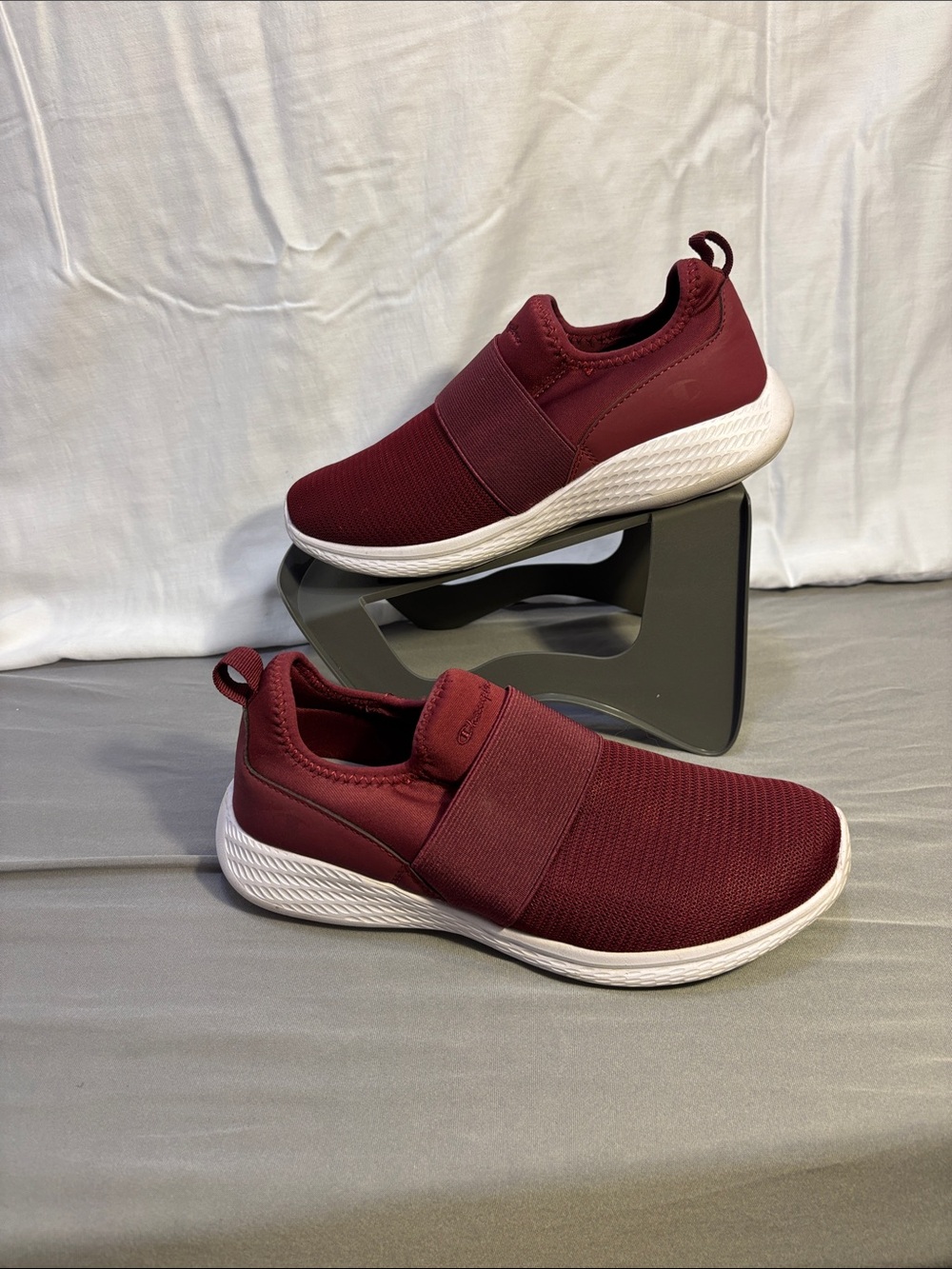 Champion Women's Slip-On Sneakers in Burgundy and White